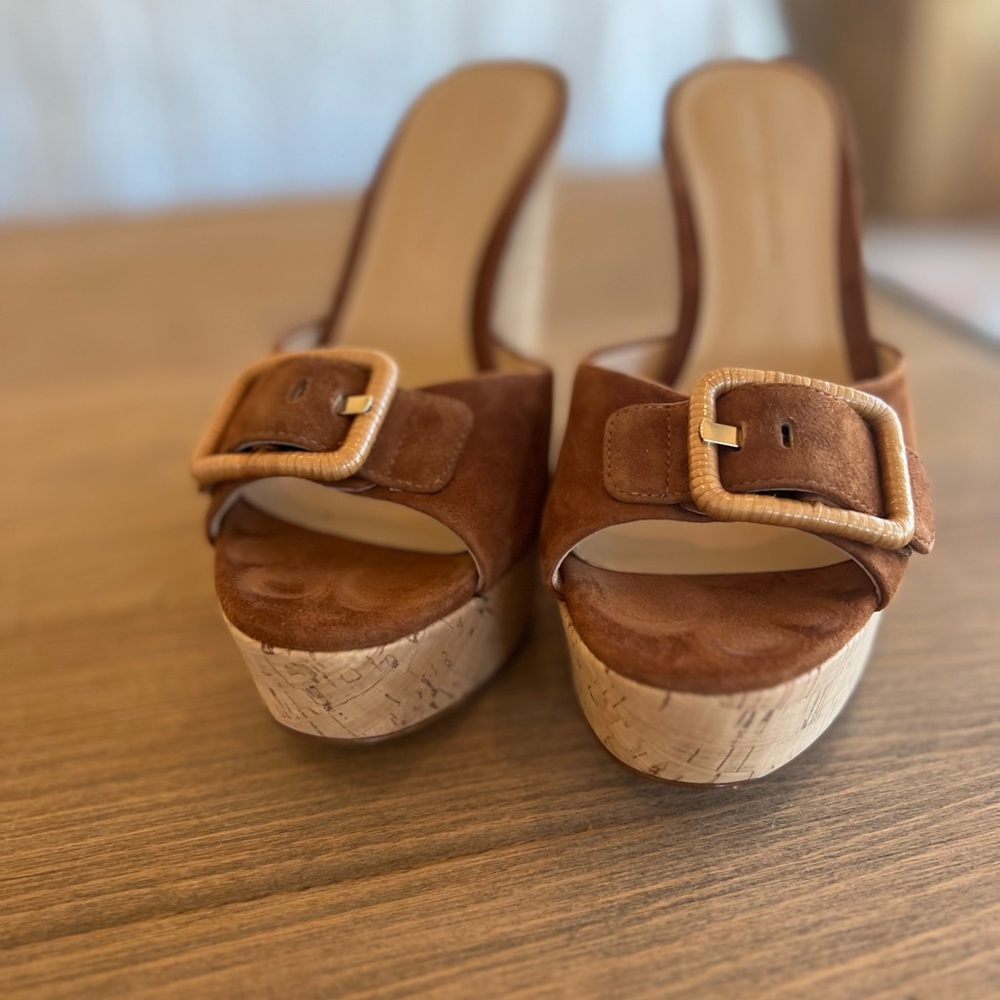Veronica Beard platform wedge sandal.